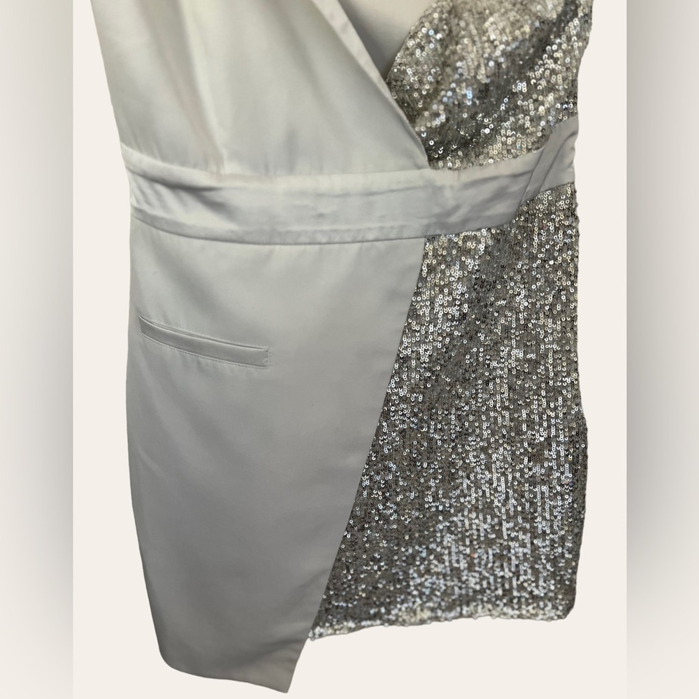 Elle Zeitoune Alexa Silver Cocktail Dress Size M - Picture 10 of 11